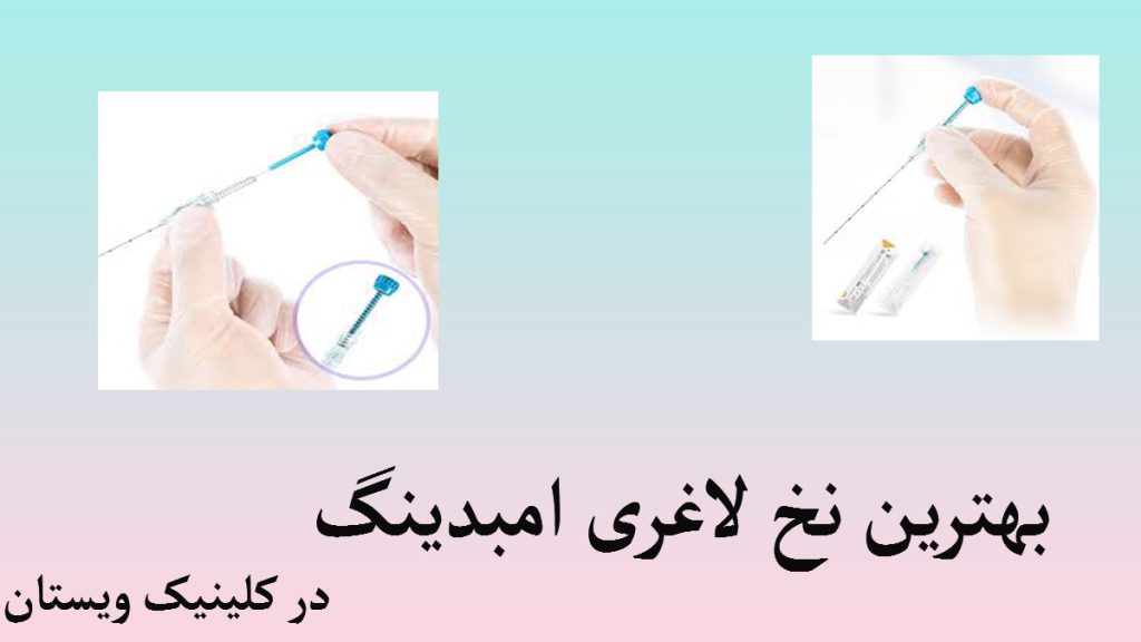 دو تصویر از نخ امبدینگ در یک قاب با پس زمینه سبز و صورتی